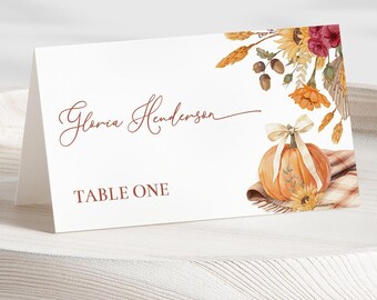 Editable Thanksgiving Place Cards - Modern Boho Food Cards Place Cards - Thanksgiving Decor - Printable Download - TG FP01