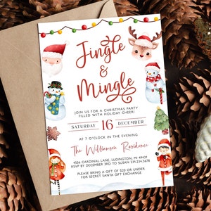 Invito alla festa di Natale per bambini - Invito alla festa di Natale modificabile - Modello di invito alla festa di Natale - Download immediato - CP CP134