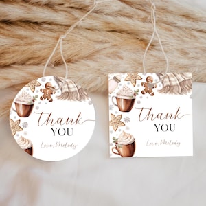 Modello modificabile per etichetta per baby shower "Fa freddo fuori" - Bomboniere per baby shower con fiocchi di neve invernali - CP162BBS