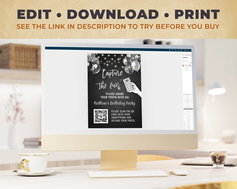 Black and Silver Birthday QR Code Sign Template - Capture the Fun ...