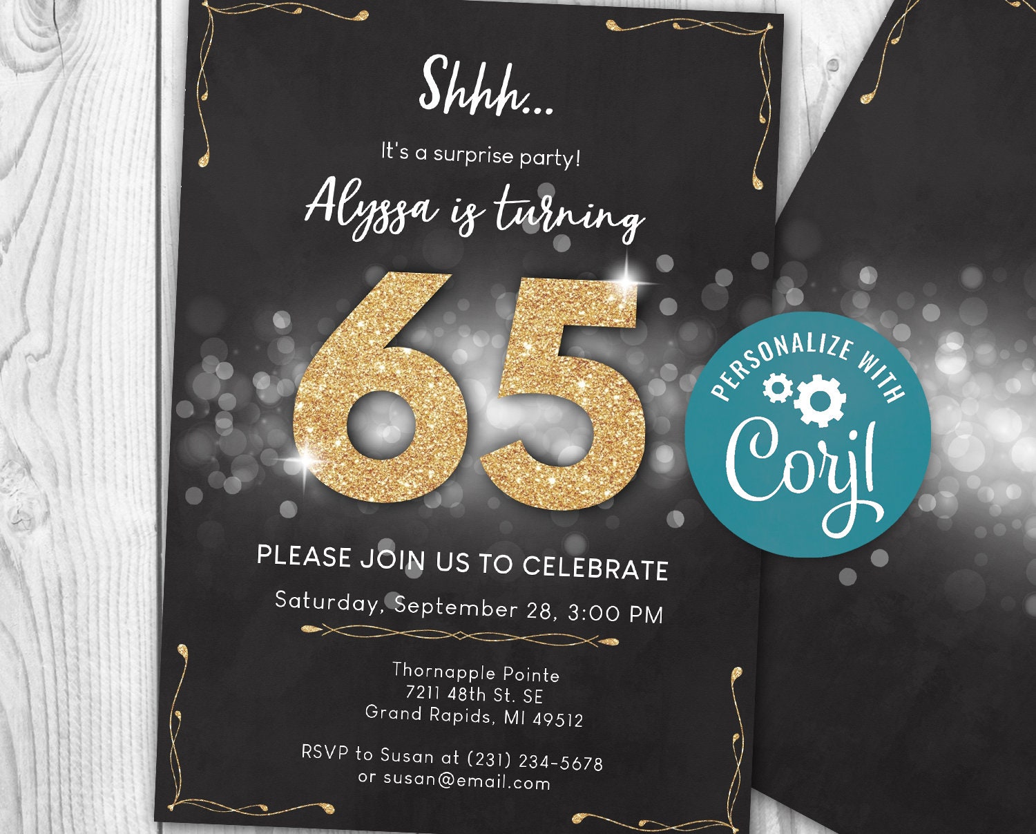 Surprise 65th Birthday Invitation SIXTY FIVE Invite Party | Etsy