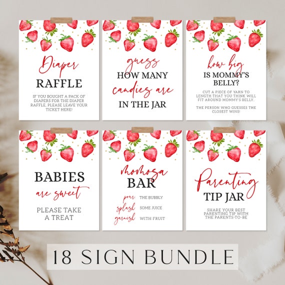 Strawberry 1st Birthday Banner - 'Berry Sweet One' Glitter Paper Decor For Fruit Themed Baby Shower