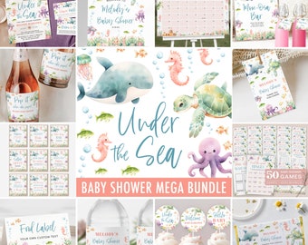 Under the Sea Baby Shower Invitation Bundle - Gender Neutral - Ocean Baby Shower Invite - Nautical Baby Shower Invitation - 1619BBS