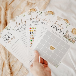 Safari Animals Gender Neutral Baby Shower Invitation + Games Bundle - A Little Wild One on the Way - Editable Digital Download 6030-BBS