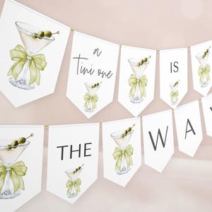 Martini Baby Shower Bunting Banner Sign Template - Gender Neutral Baby Shower - A Tini One is On the Way - Digital Download 5009BG-BBS