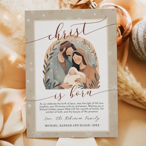 Nativity Christmas Photo Card Template - Christian Christmas Card - Editable Christmas Photo Card - Instant Download - HC19C