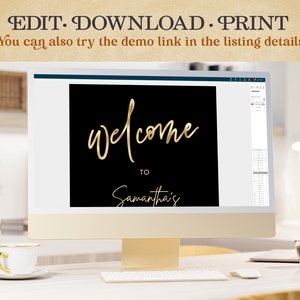 Editable Modern Black and Gold Welcome Sign Minimalist Template