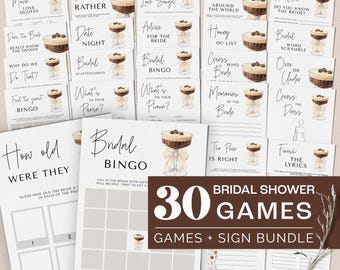 Bow Espresso Martini Bridal Shower Games Bundle - A Tini Bit Closer Games + Sign Bundle - Editable Digital Download 5009CE