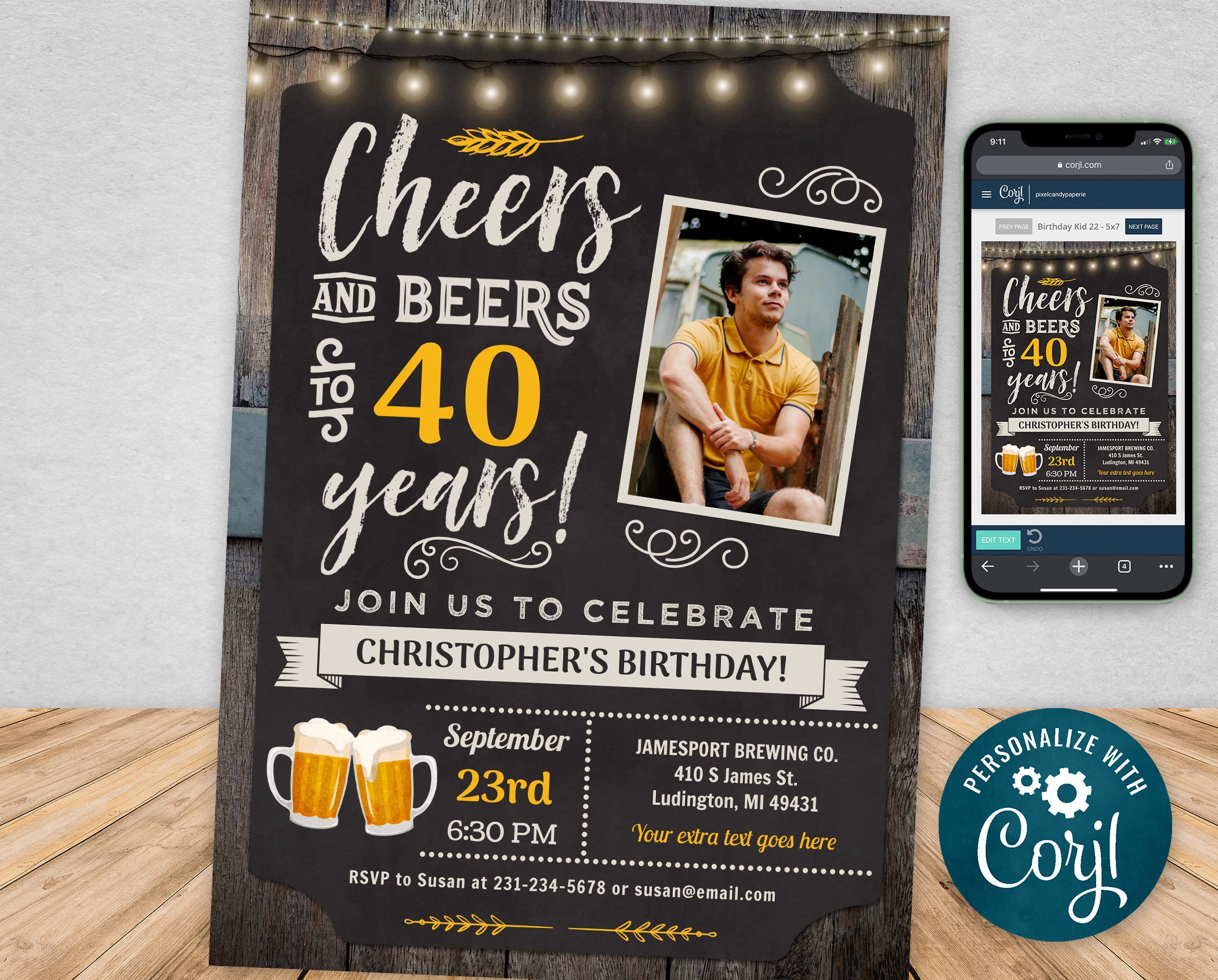Saluti e birre Cornice per foto di compleanno MODIFICABILE Cornice per  selfie per feste 40 50 30 Download istantaneo STAMPABILE BV40 -  Italia