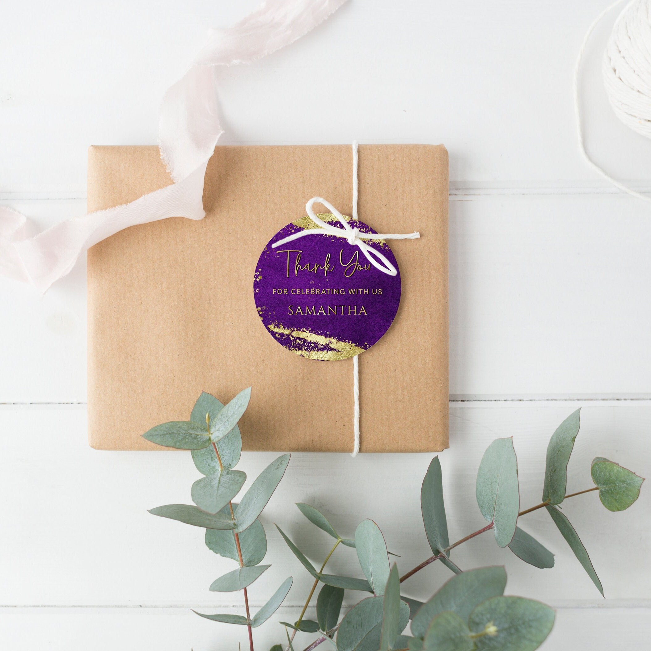 Purple and Gold Favor Tag Template Gift Tag Template Etsy