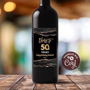 Black and Gold Wine Bottle Label Template -  Digital Instant Digital Download Printable Editable AGT APBRBG