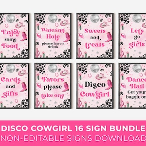 Space Disco Cowgirl 16 Zeichen Bündel - Pink Disco Cowgirl Party - Nashville Party - Instant Download 0600 - PBG