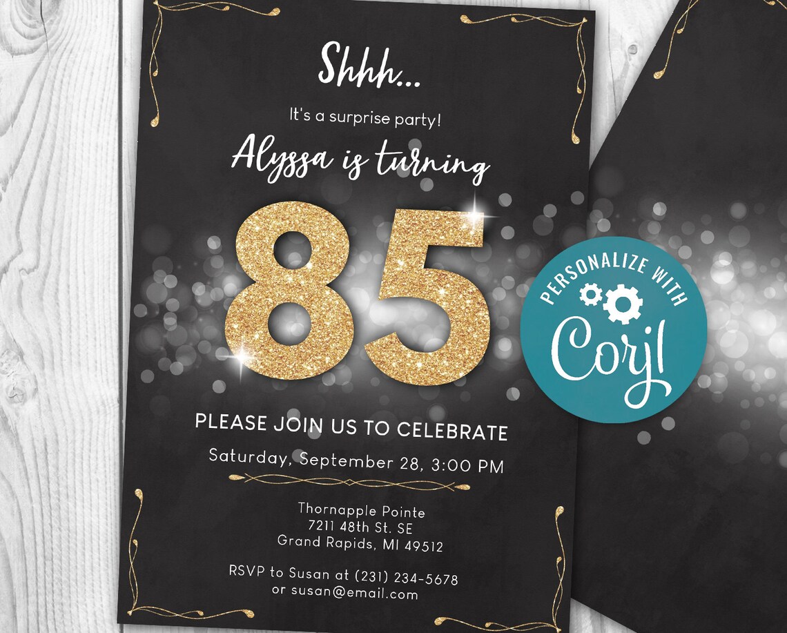 Surprise 85th Birthday Invitation EIGHTY FIVE Invite Party Etsy
