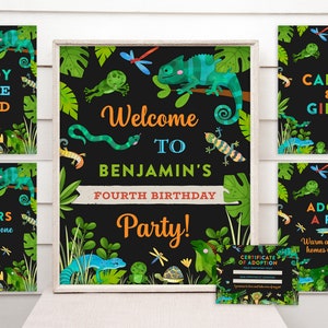 Reptile Party - Reptile Birthday Party Sign Bundle - Birthday Sign - Birthday Theme - Digital INSTANT Download - Printable - Editable RBP