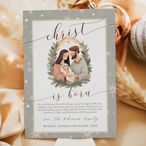 Nativity Christmas Photo Card Template - Christian Christmas Card - Editable Christmas Photo Card - Instant Download - HC19D