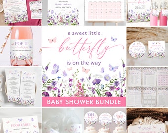 Butterfly Baby Shower Invitation Bundle - Purple and Pink Butterfly Baby Shower Invite - Wildflower Shower - Girl Baby Shower - 1616BBS