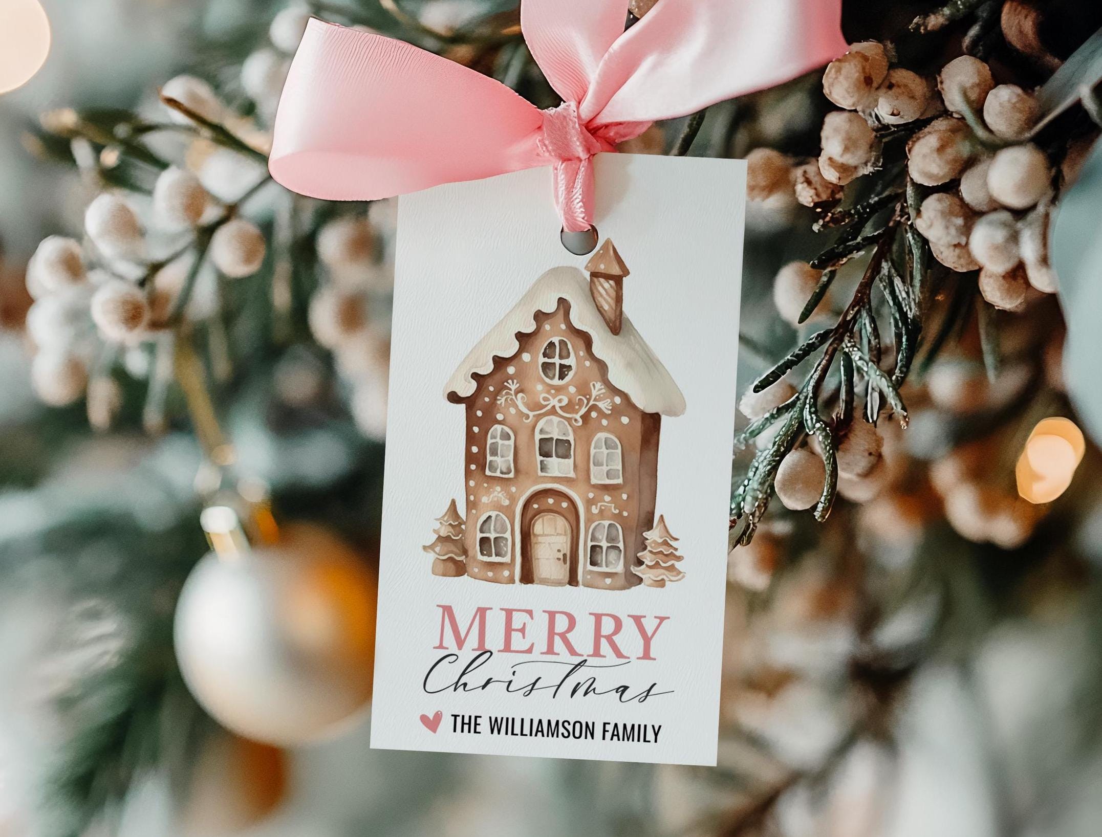 Editable Christmas Gift Tag Template - Personalized Gingerbread House ...