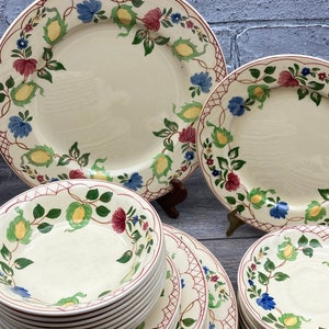 CLEARANCE  Antique Titian Ware Adams China 459174 Royal Ivory Hand Painted Plates or Bowls Floral  Design Red Trim Made in England