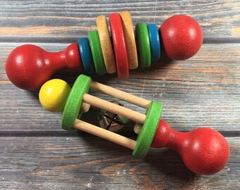 vintage wooden baby rattle