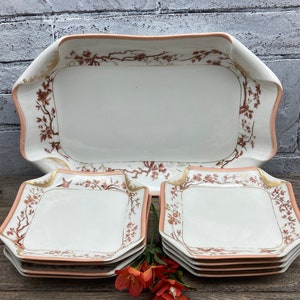 GORGEOUS Antique Haviland Limoges Hand Painted Porcelain Gilded Square Handkerchief Plates or Matching Tray French Porcelain stoneridgeattic