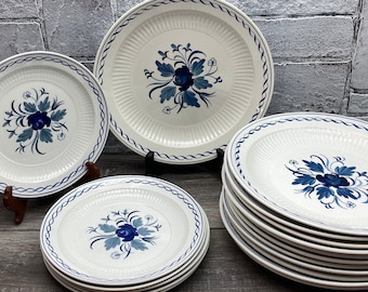 BALTIC BLUE Pattern Adams China English Ironstone Blue and White Floral Pattern  ~ 1 Dinner Plate or  2 Salad Plates stoneridgeattic