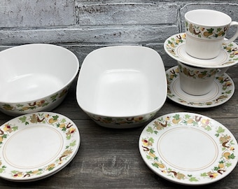 NORITAKE Progression #9002 HOMECOMING Pattern Made in Japan 1960s-1970s Round / Oval Serving Bowls or 4 Bread Plates or 2 Cup & Saucer Sets