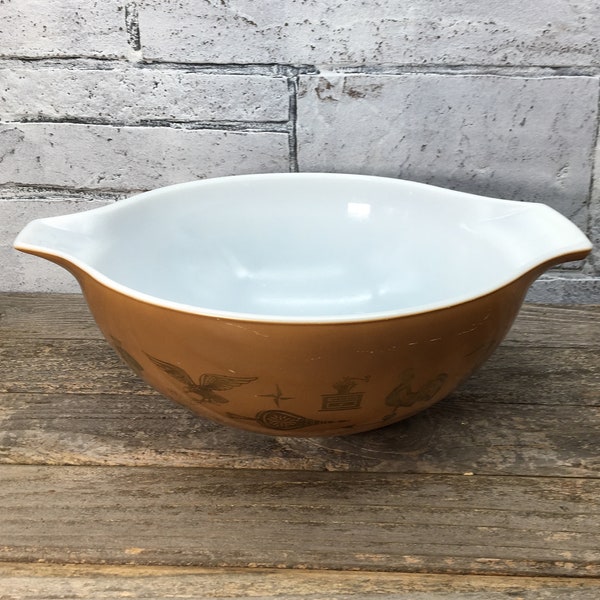 PYREX Early American Cinderella Mixing Bowl Pyrex 444 Four Quart Mixing Bowl 1960's Collectible Pyrex Vintage Kitchen Farmhouse Kitchen TVAT