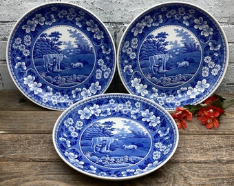 SPODE Blue Room Collection Traditions Series "Milkmaid"  Made in England ONE 10" Pasta Soup Bowl Serving Bowl Blue Transferware Farmhouse