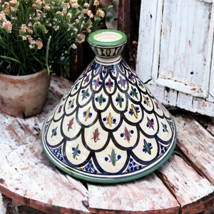 Handmade / Hand Painted Tagine Pot Lid Red Clay Made in MORACCO Display / Conversation Piece Farmhouse Country Cottage Decor stoneridgeattic