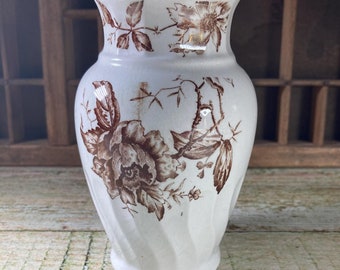 アンティーク ブラウン トランスファーウェア マグカップ 1800 年代