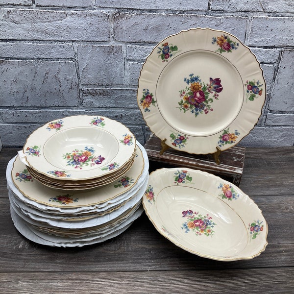 1950s Syracuse China "Santa Rosa" ~ Serving Bowl OR 2 Rimmed Soup Bowls OR Dinner Plate ~ Wedding / Shower / Garden Party stoneridgeattic