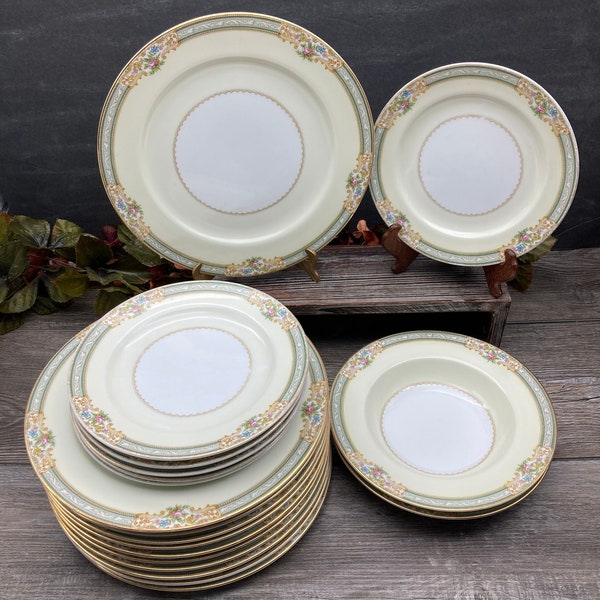 NORITAKE #4724 LYNBROOK Pattern 1940s Made in Occupied Japan ~Dinner Plate Or Soup Bowls Or Salad Plates~ Porcelain  China stoneridgeattic
