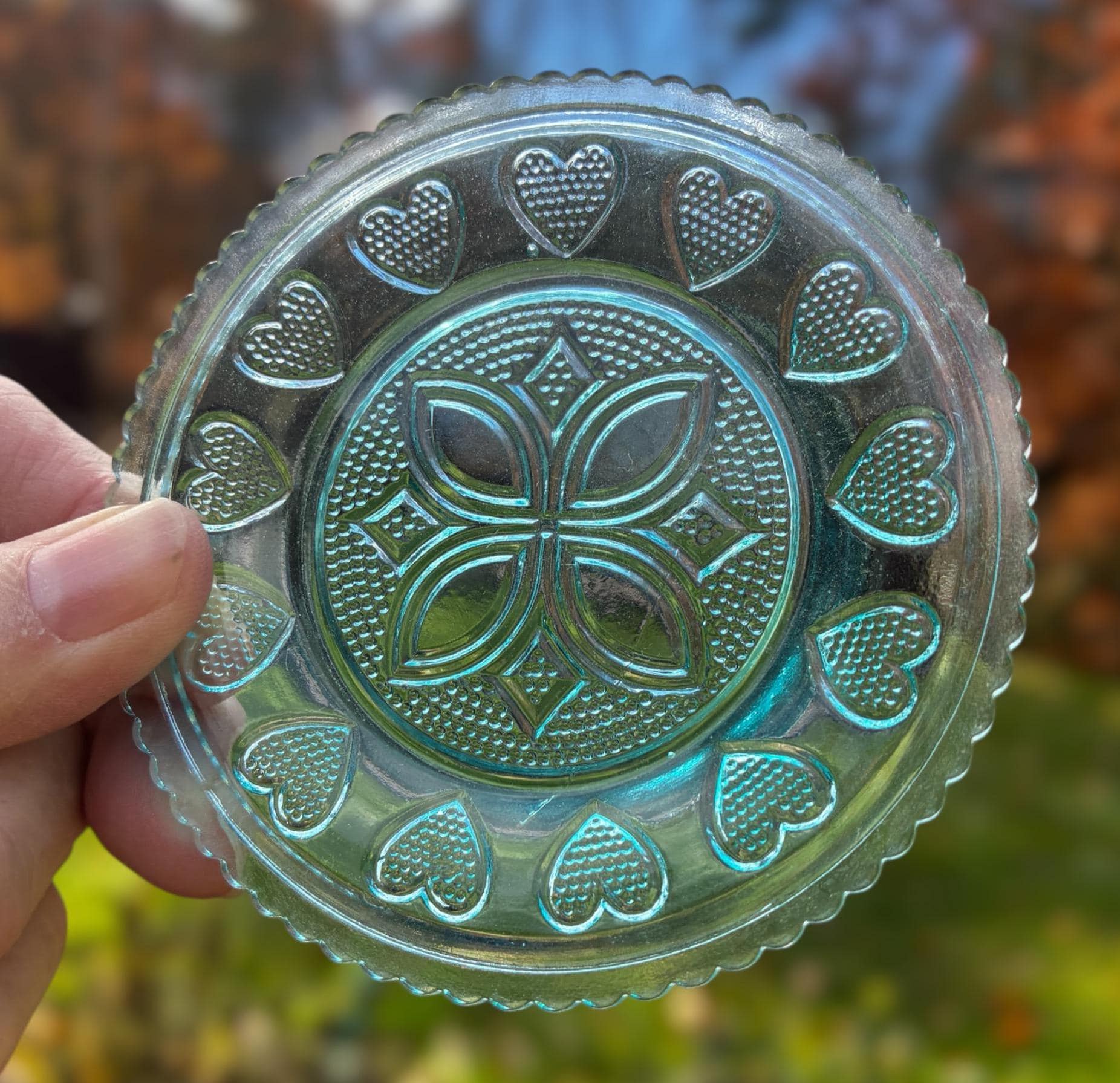Pairpoint / Sandwich Glass Commemorative Glass Cup Plate: Hand