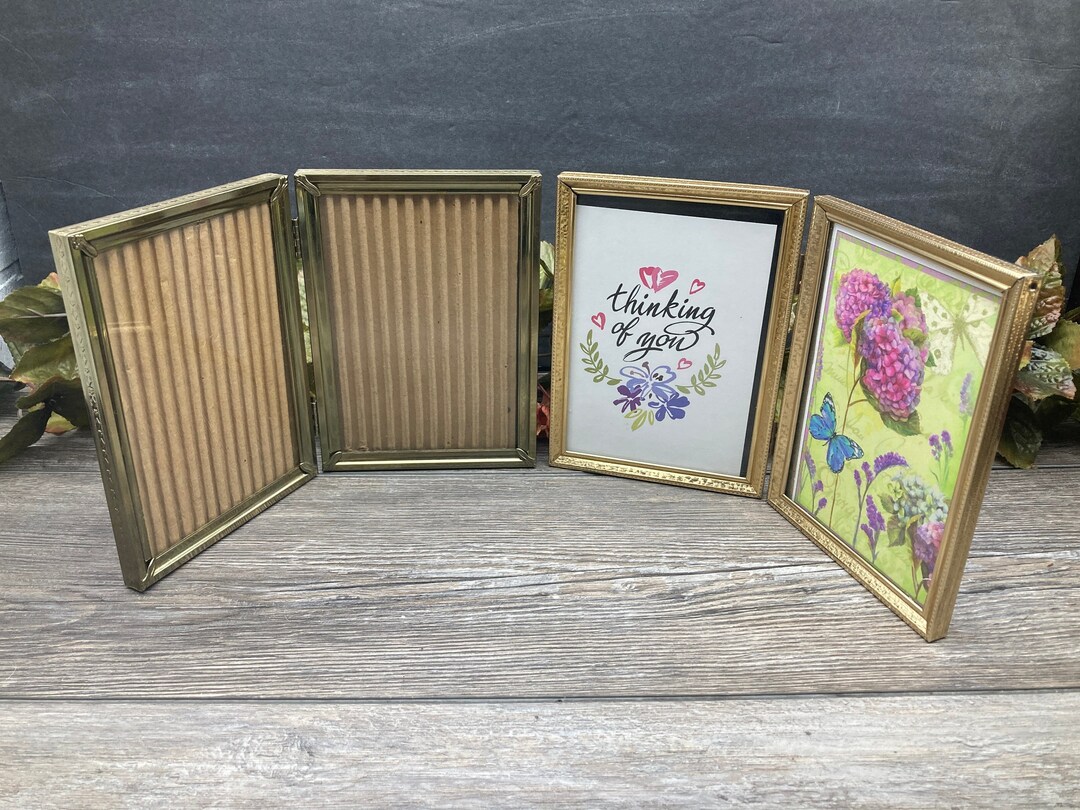 Vintage Gold-tone Hinged Picture Frames: Set of 2 Tabletop Frames - Etsy