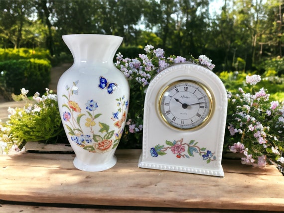 Aynsley Bone China Clock or Vase: Pembroke & Cottage Garden Decor