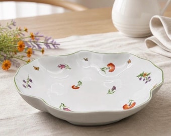 Tiffany & Co Limoges France "Tiffany Garden" Floral Serving Bowl Scalloped Clam Shell Dish