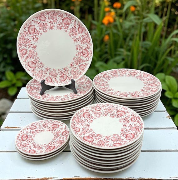 Vintage Syracuse China Mayflower Plate: Red Floral Transferware