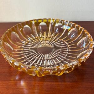 Vintage Amber Flash Pressed Glass Starburst Trinket / Candy / Nut Dish
