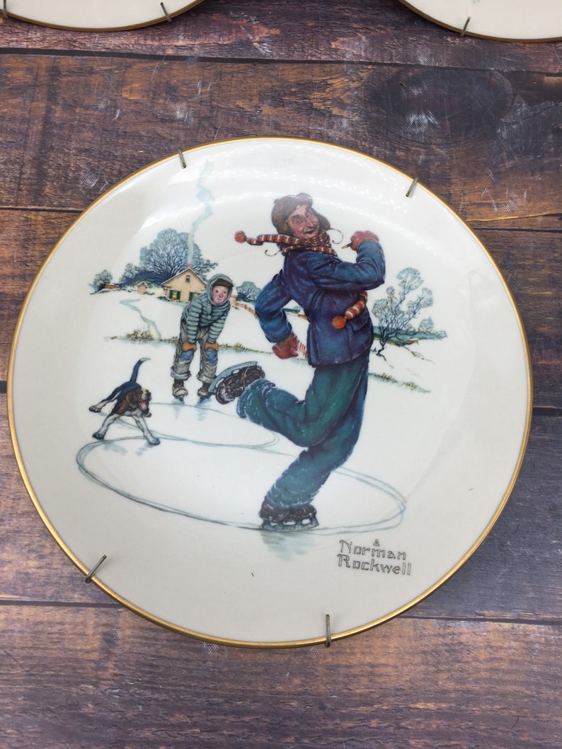 Norman Rockwell Collector Plate 1974 Gorham China Four Seasons Vintage Home Wall Decor Wall Collectible Hanging Plate American Artist