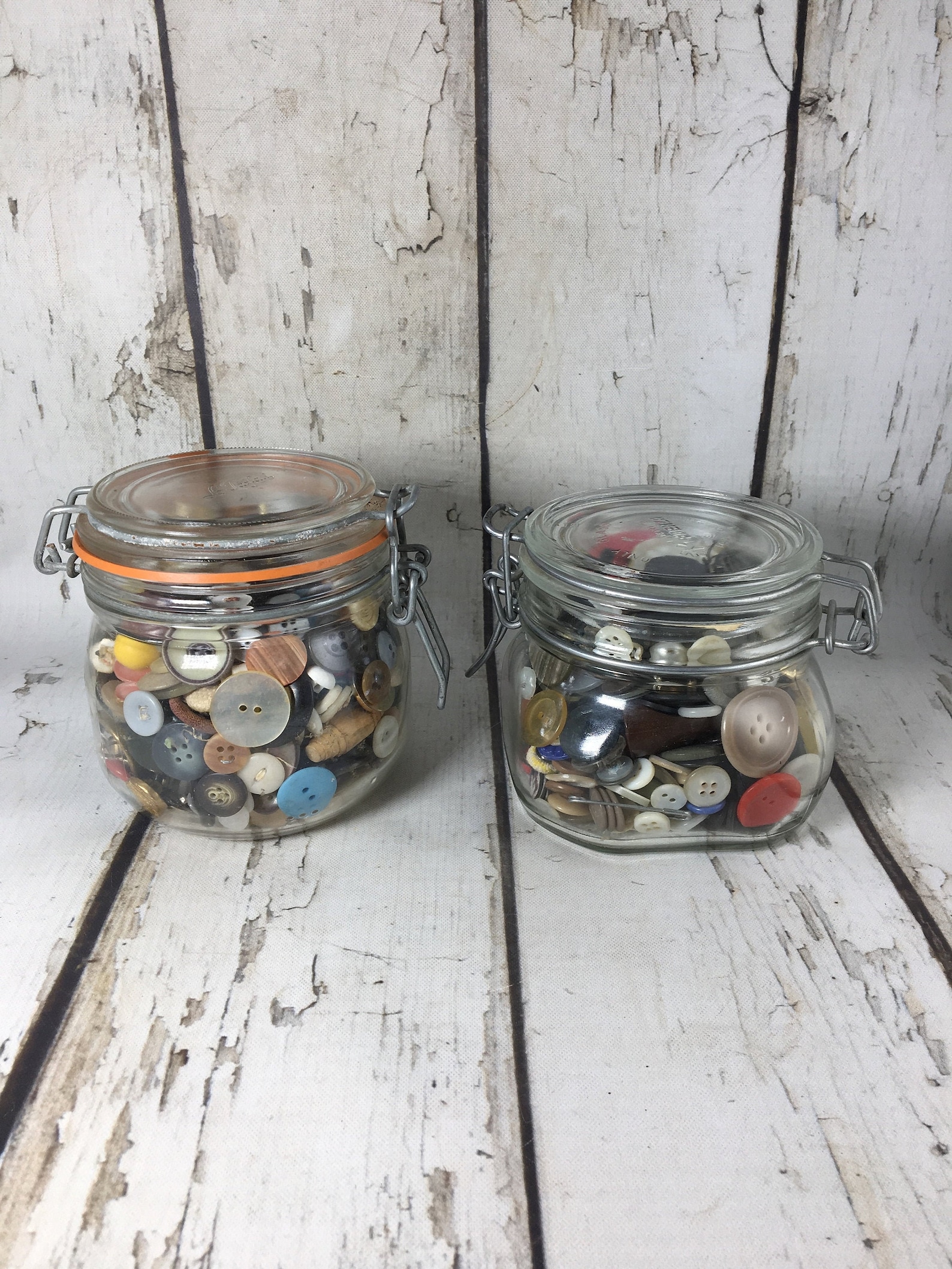 One Jar of Vintage BUTTONS Clear Glass French Jar or Italian Etsy