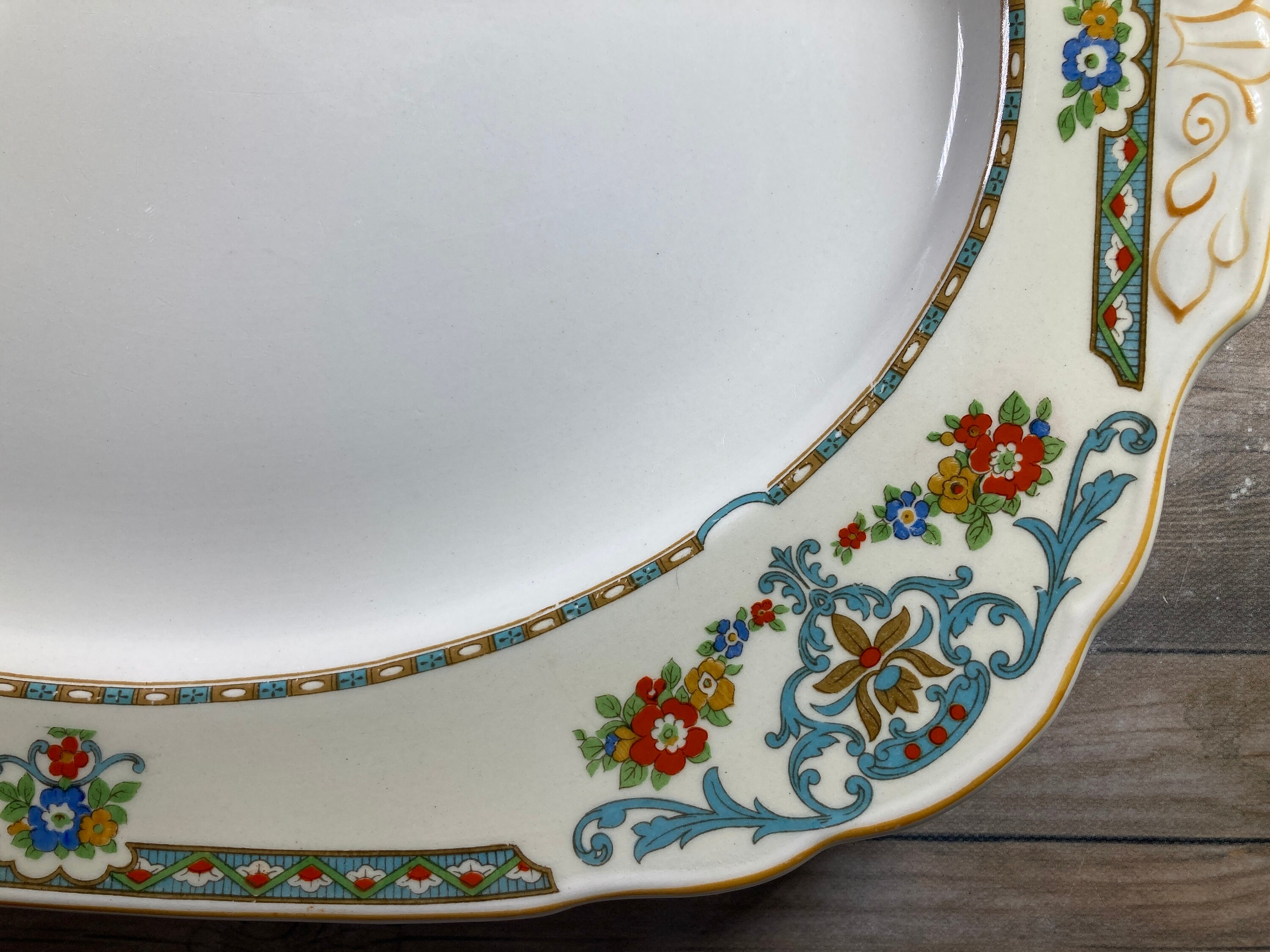 Antique WH Grindley Arcadia Platter: Art Deco Floral Display Plate
