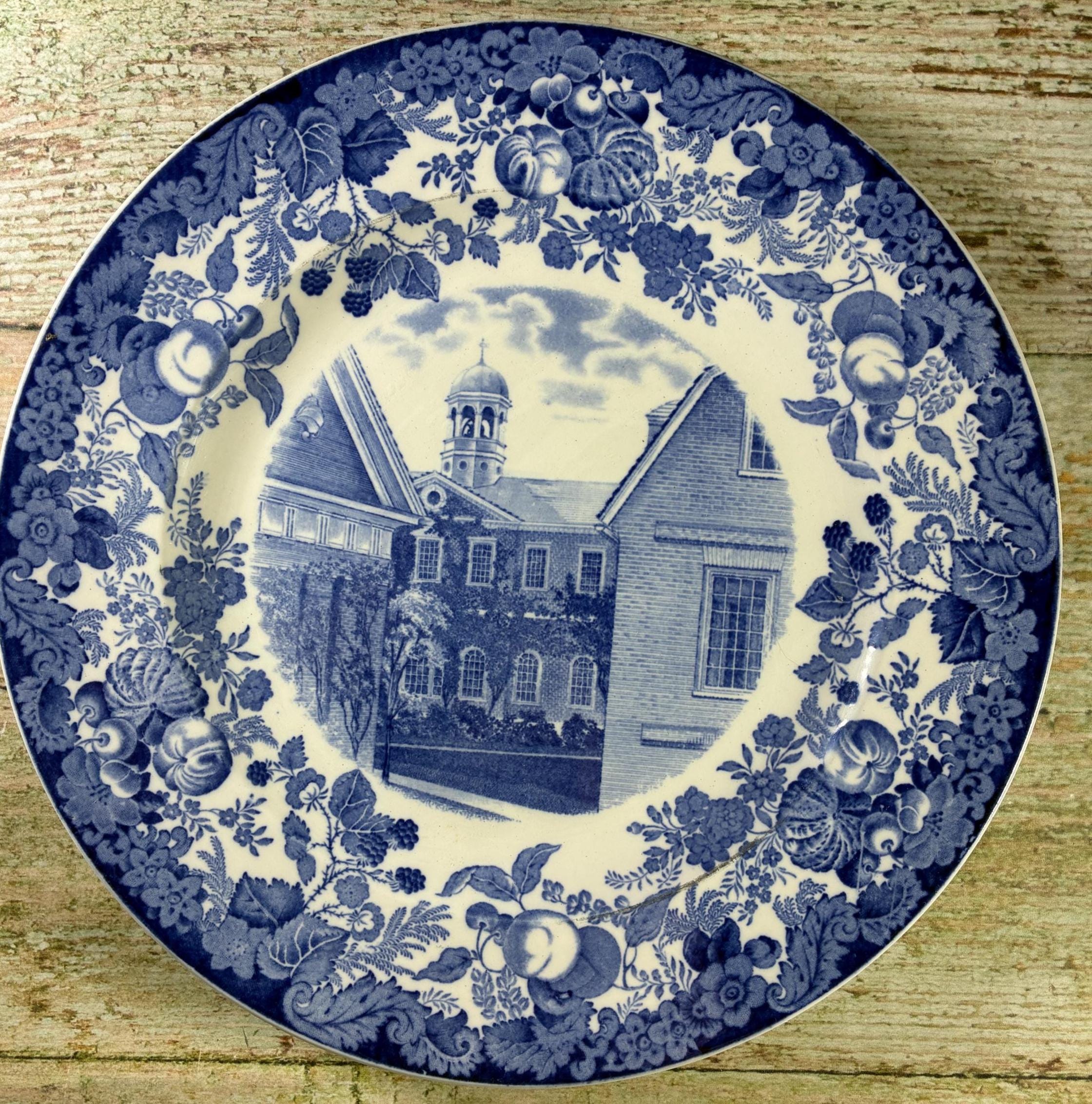 1927 Harvard University Wedgwood Plate: Blue Transferware