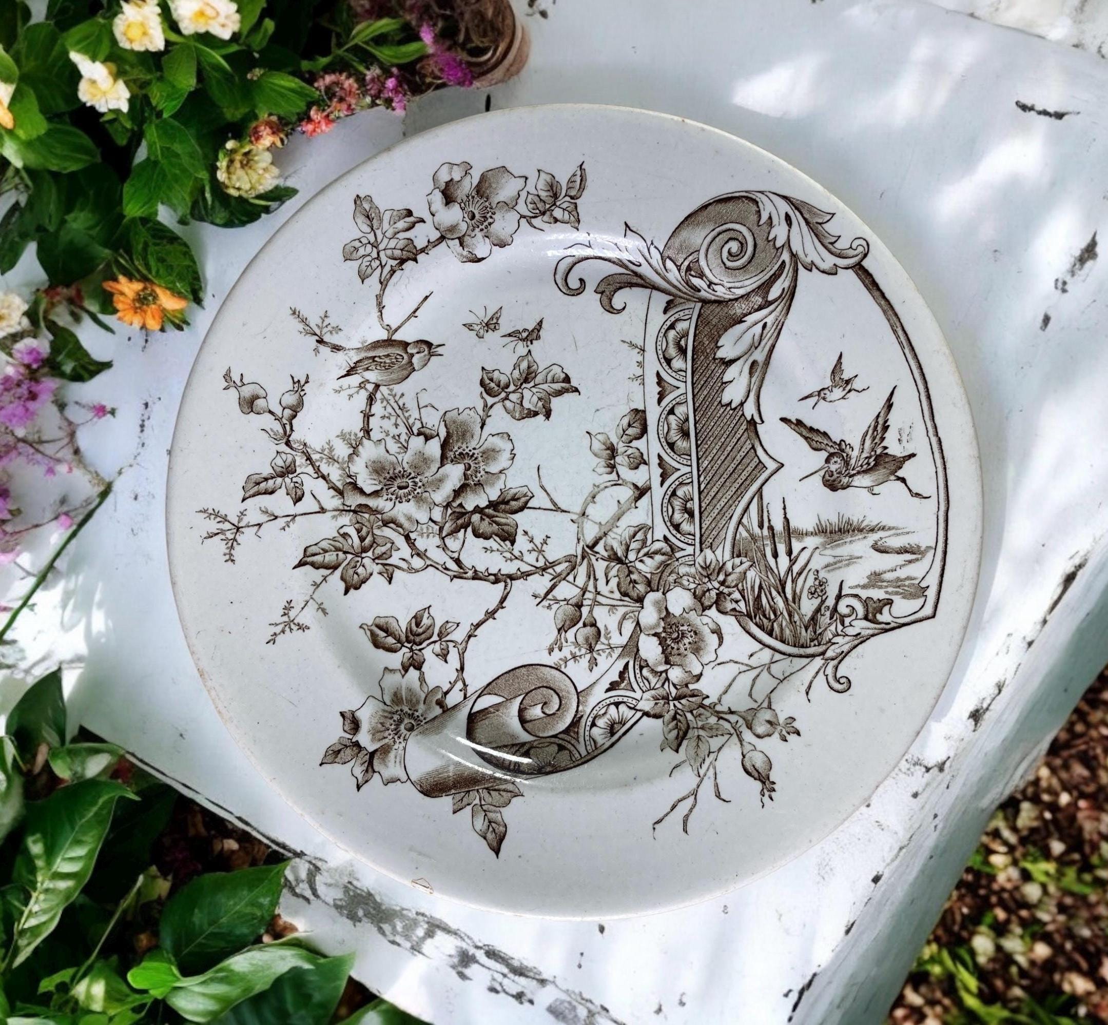 Antique Ashworth Bros Brown Transferware Plate: 1880s 