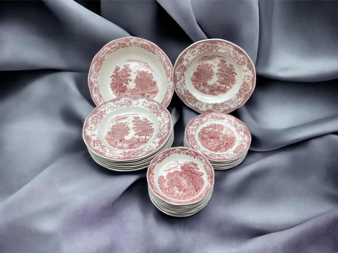 1930s Royal Tudor Ware olde England Barker Brothers Pink Transferware