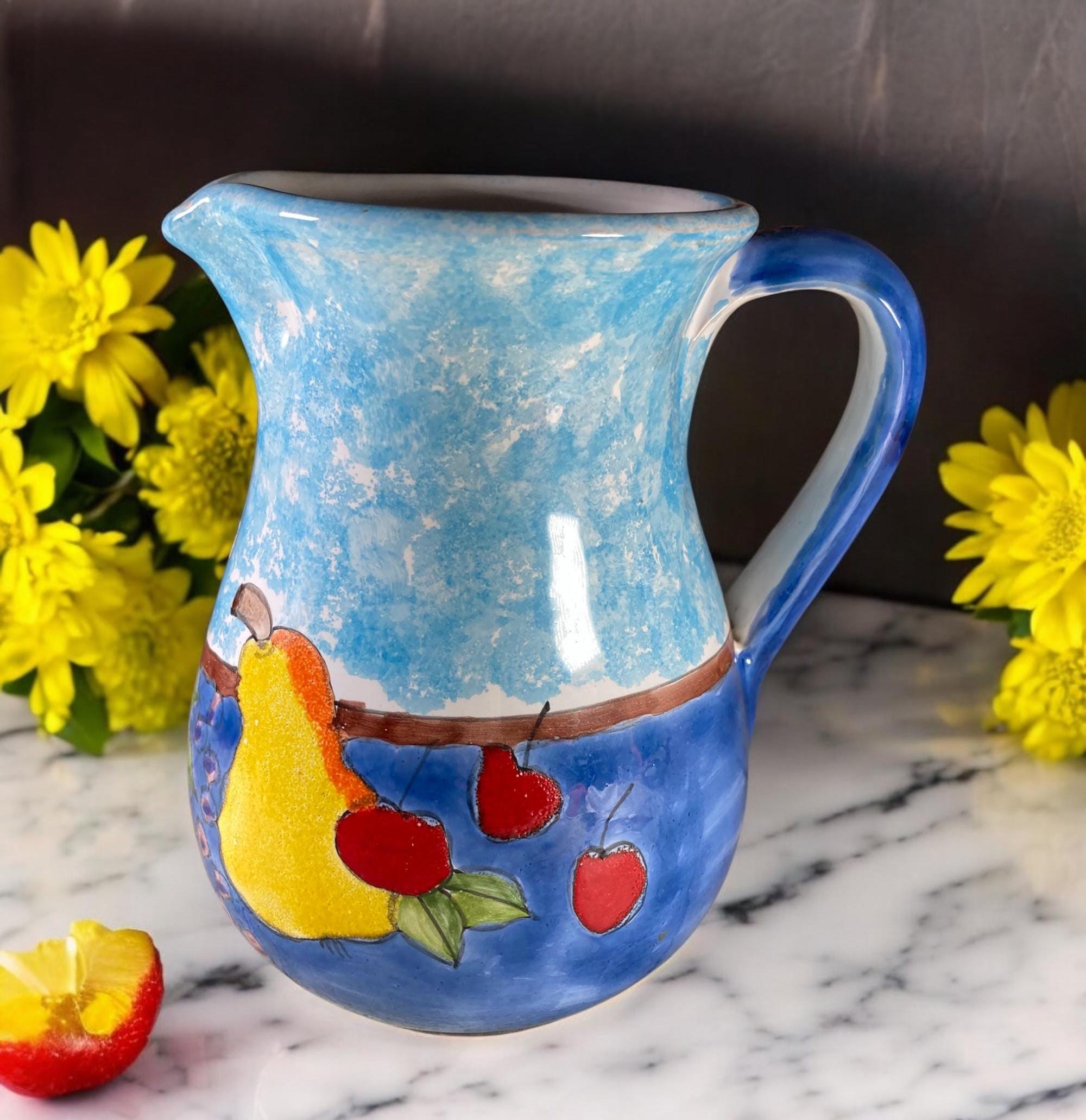 Nino Parrucca Pottery Pitcher: Hand Painted Sicilian Folk Art, 32