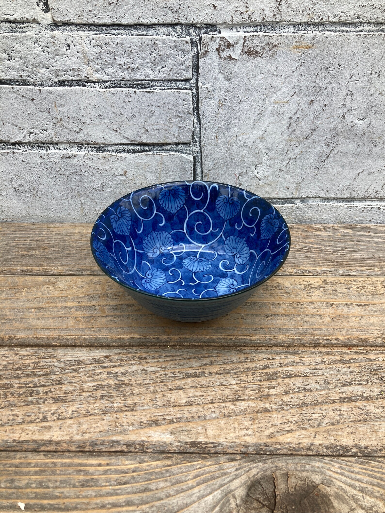 Vintage Japanese Rice Bowl Blue Asian Serving Bowl Oriental Etsy