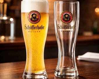 Vintage Schöfferhofer Weizen Beer Glass /  German Wheat Beer GLass Tall Barware