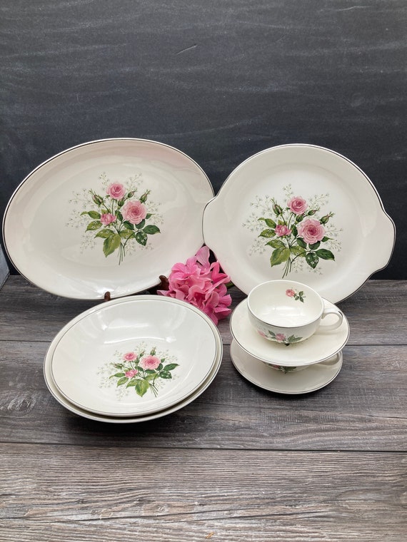 Vintage Royal China Queen's Rose Platter, Bowls, Cups & Saucers - Etsy