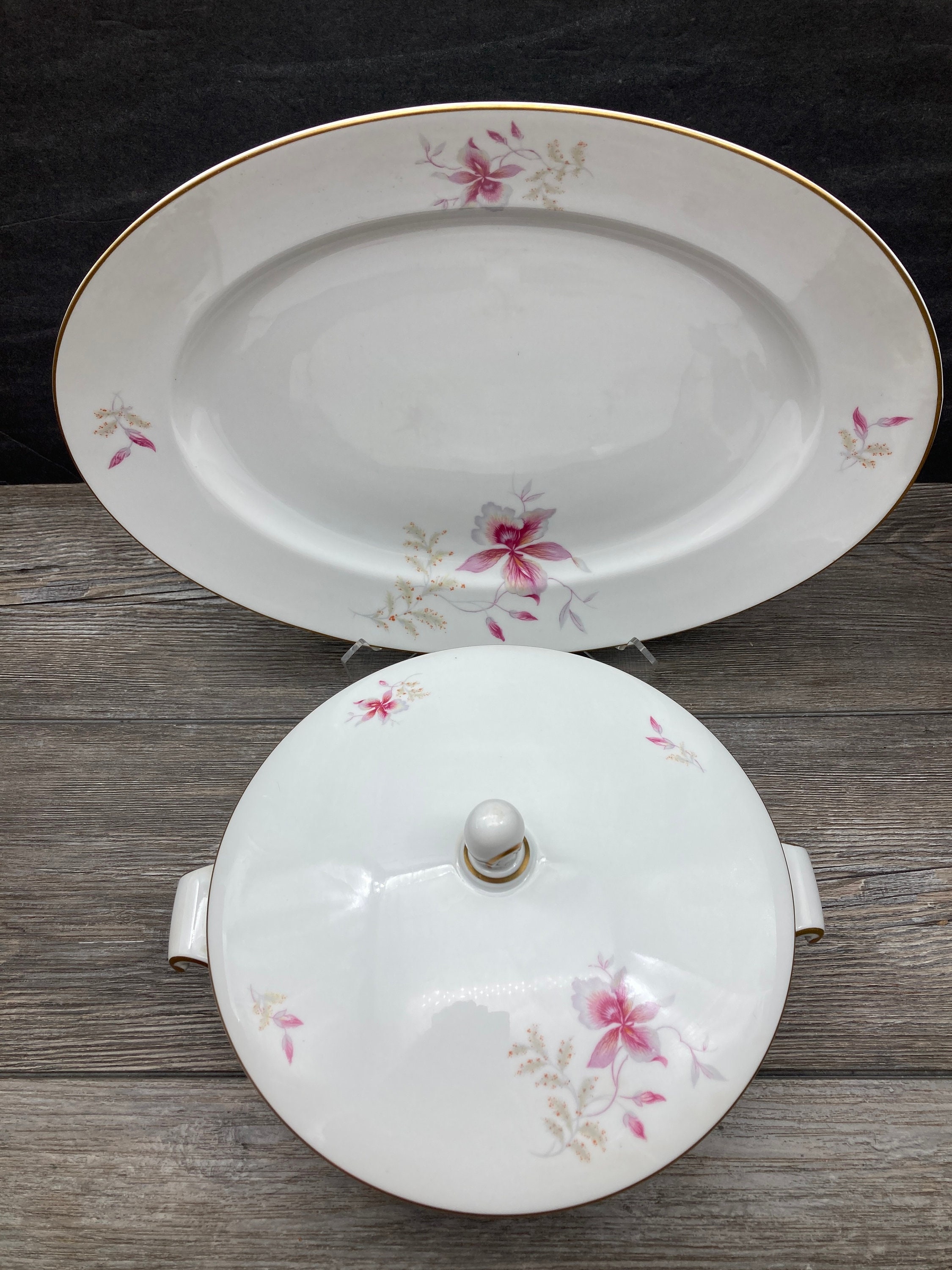 1950s Rosenthal Orchid China: Bavaria Platter or Covered Serving