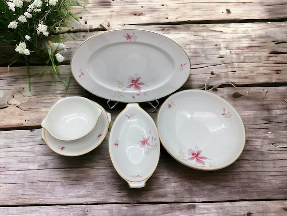 1950s Rosenthal Orchid China: Bavaria Gold Rim Serving Pieces - Etsy